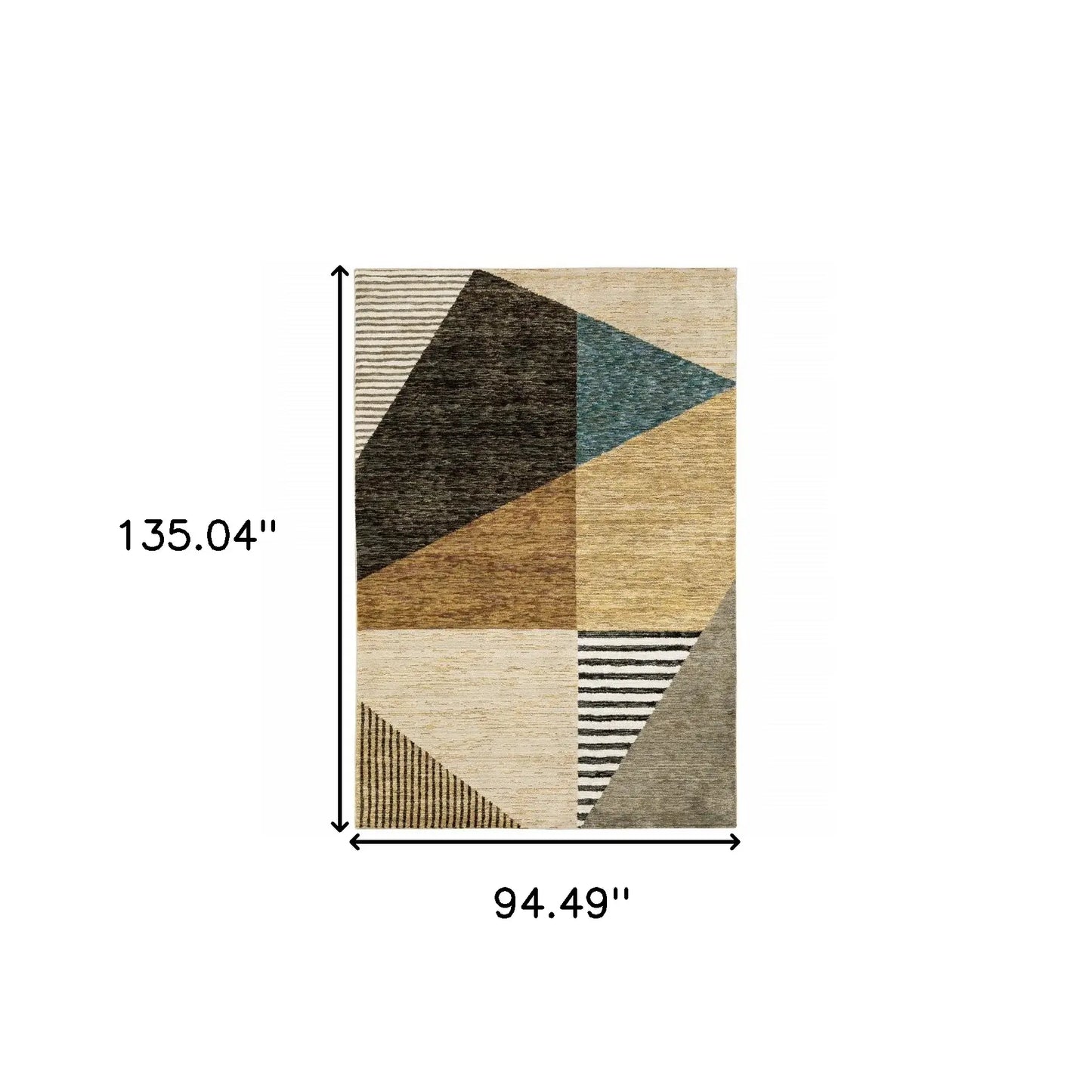 8' X 11' Blue and Beige Geometric Power Loom Area Rug - Homeroots - Flyclothing LLC