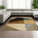 9' X 12' Blue and Beige Geometric Power Loom Area Rug - Homeroots - Flyclothing LLC
