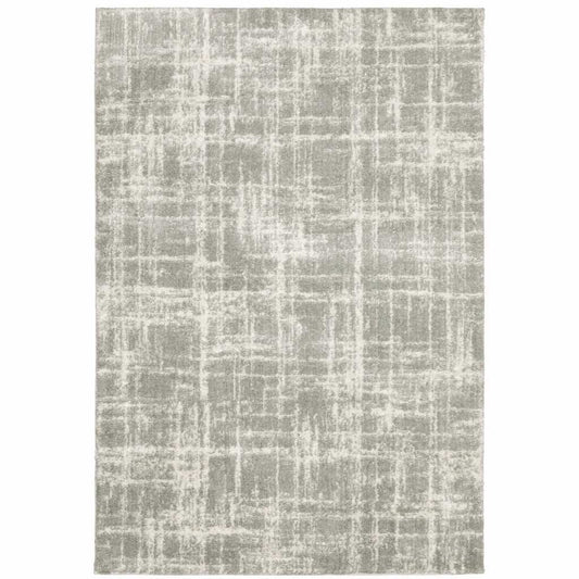 8' X 11' Grey And Ivory Abstract Shag Power Loom Stain Resistant Area Rug - Homeroots - Flyclothing LLC