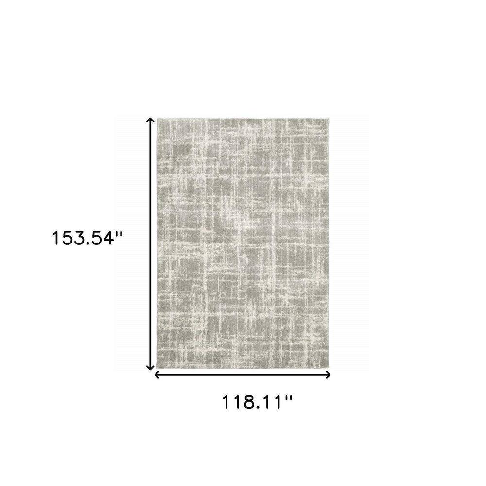 10' X 13' Grey And Ivory Abstract Shag Power Loom Stain Resistant Area Rug - Homeroots - Flyclothing LLC