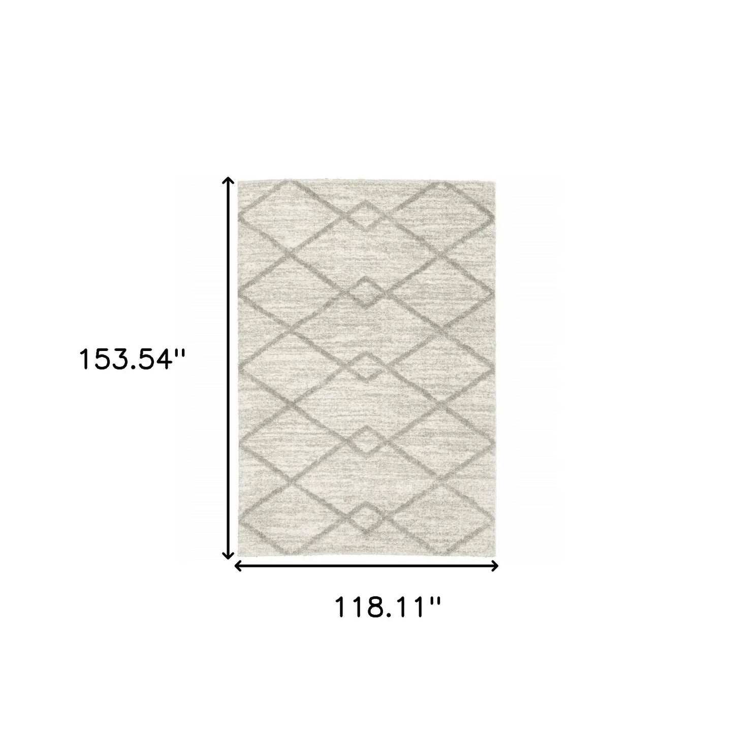 10' X 13' Ivory And Grey Geometric Shag Power Loom Stain Resistant Area Rug - Homeroots - Flyclothing LLC