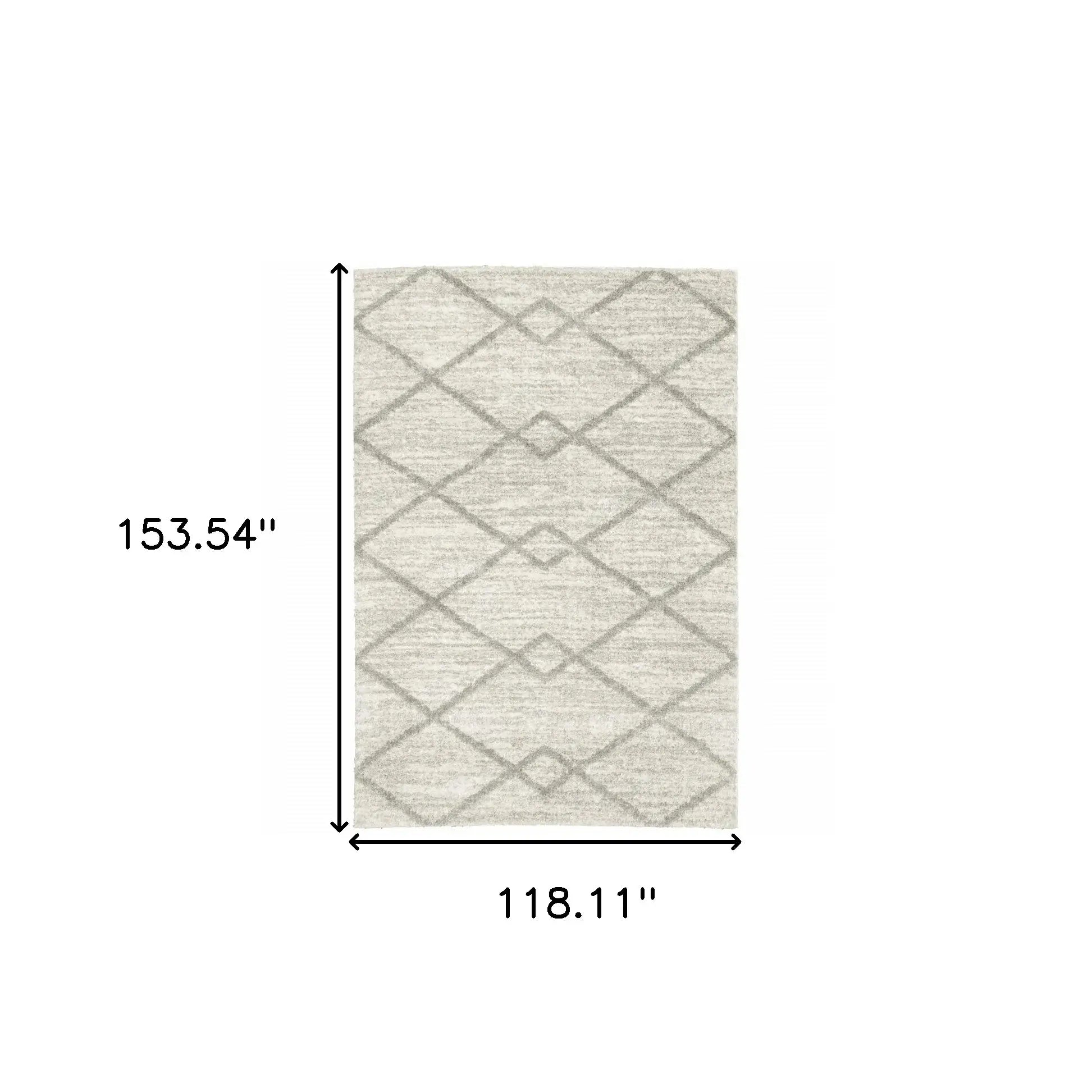 10' X 13' Ivory And Grey Geometric Shag Power Loom Stain Resistant Area Rug - Homeroots - Flyclothing LLC