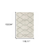 10' X 13' Ivory And Grey Geometric Shag Power Loom Stain Resistant Area Rug - Homeroots - Flyclothing LLC