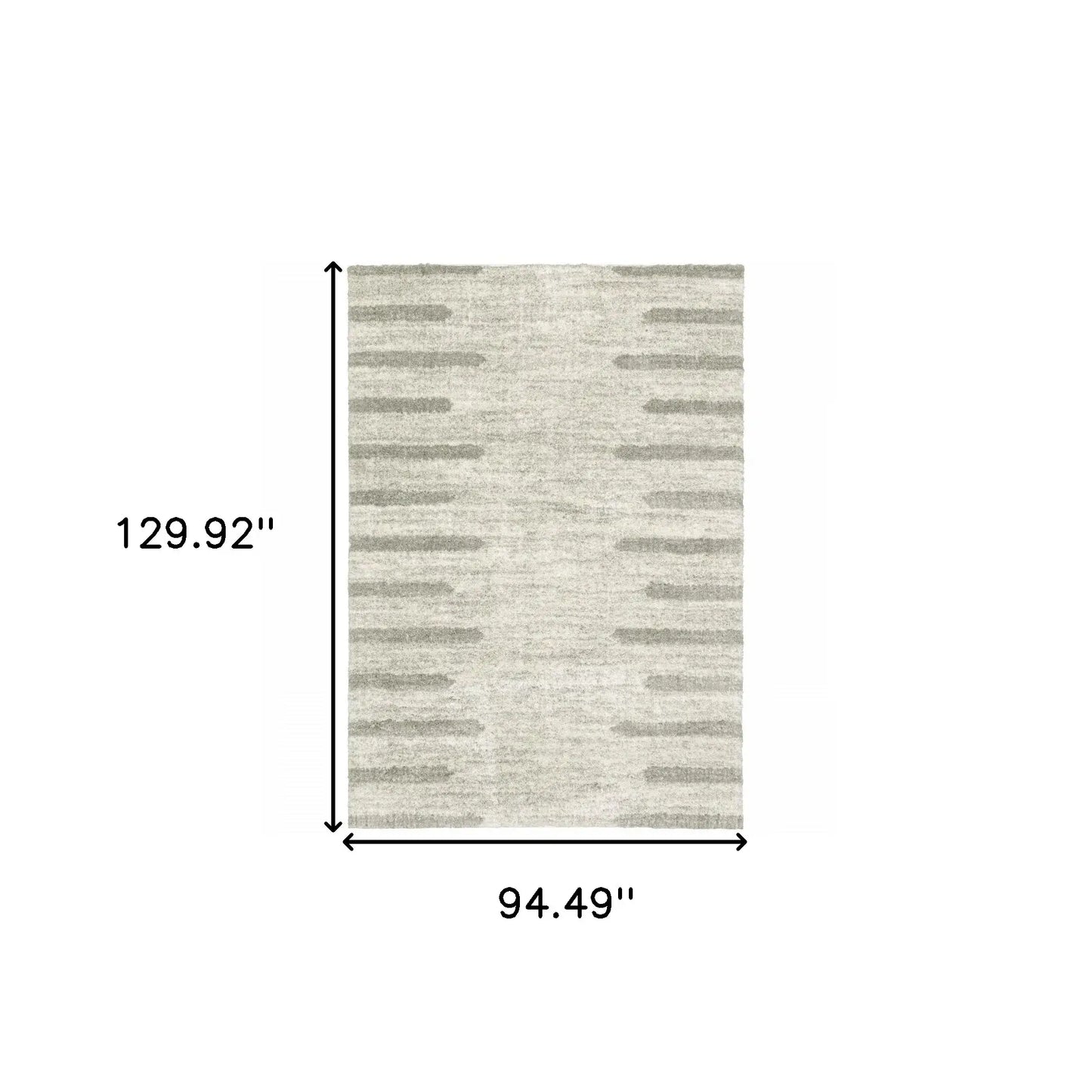 8' X 11' Ivory And Grey Geometric Shag Power Loom Stain Resistant Area Rug - Homeroots - Flyclothing LLC