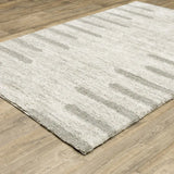 10' X 13' Ivory And Grey Geometric Shag Power Loom Stain Resistant Area Rug - Homeroots - Flyclothing LLC