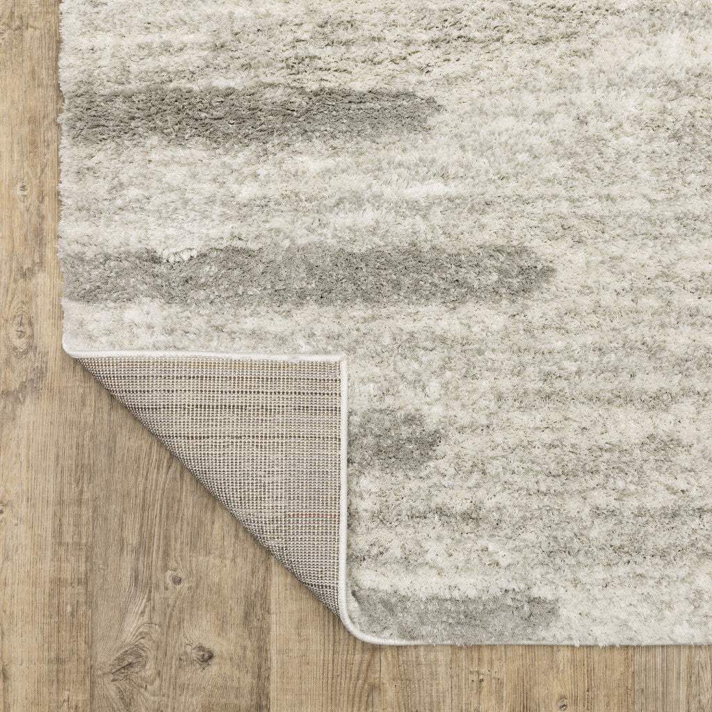 10' X 13' Ivory And Grey Geometric Shag Power Loom Stain Resistant Area Rug - Homeroots - Flyclothing LLC
