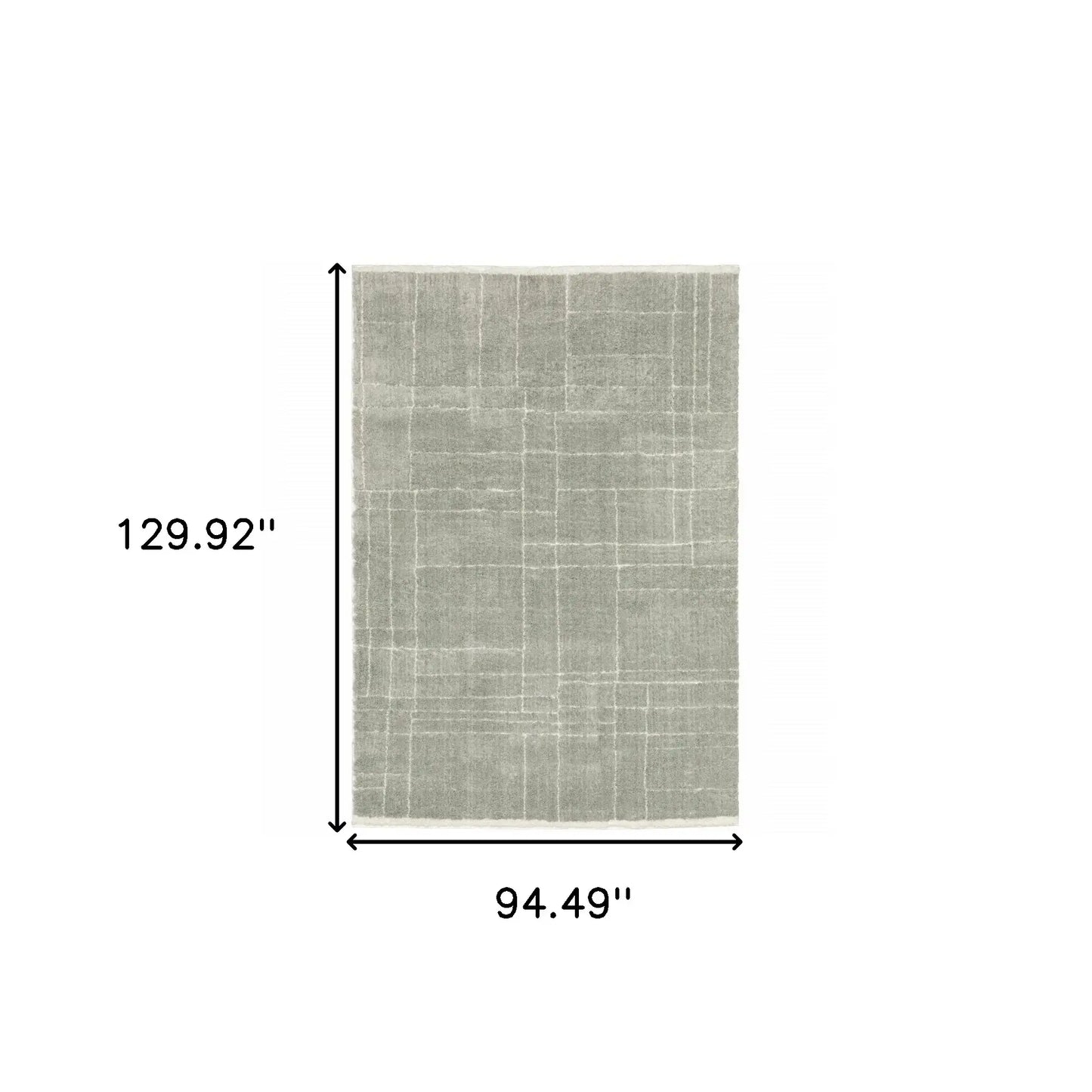 8' X 11' Grey And Ivory Geometric Shag Power Loom Stain Resistant Area Rug - Homeroots - Flyclothing LLC