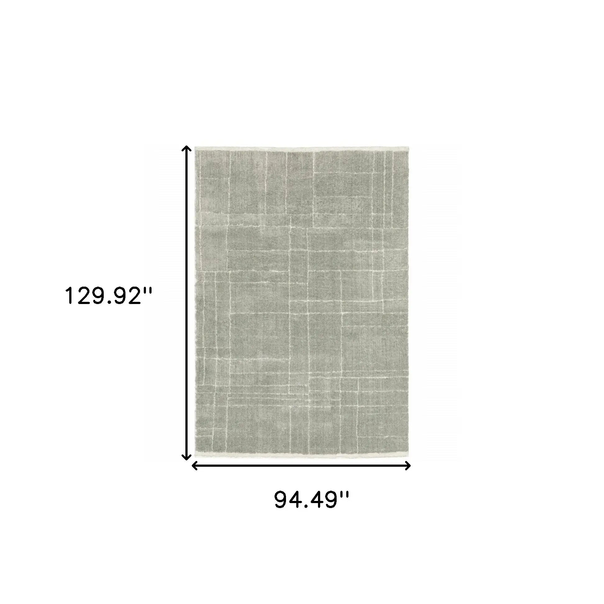8' X 11' Grey And Ivory Geometric Shag Power Loom Stain Resistant Area Rug - Homeroots - Flyclothing LLC