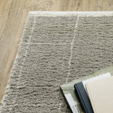 10' X 13' Grey And Ivory Geometric Shag Power Loom Stain Resistant Area Rug - Homeroots - Flyclothing LLC