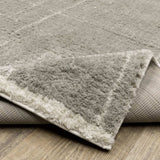 10' X 13' Grey And Ivory Geometric Shag Power Loom Stain Resistant Area Rug - Homeroots - Flyclothing LLC