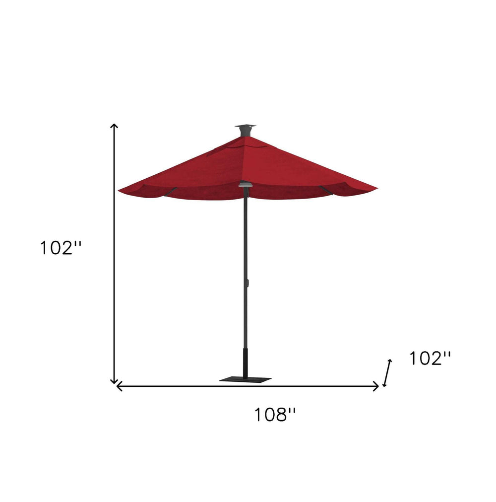 9' Red Sunbrella Octagonal Lighted Market Patio Umbrella with USB and Solar Power - Homeroots - Flyclothing LLC