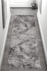 2' X 13' Grey Abstract Area Rug - Homeroots - Flyclothing LLC