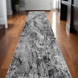 2' X 13' Grey Abstract Area Rug