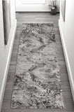 2' X 13' Grey Abstract Area Rug