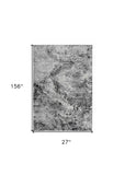 2' X 13' Grey Abstract Area Rug