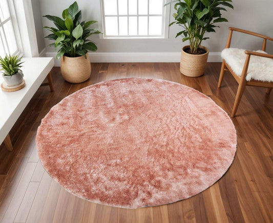 8' Pink Round Shag Tufted Handmade Area Rug - Homeroots - Flyclothing LLC