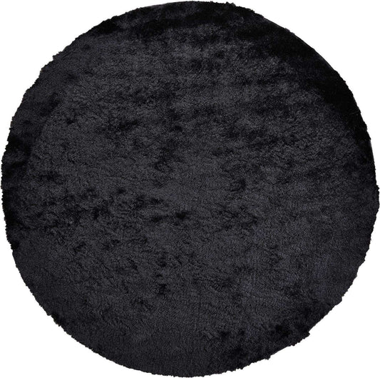 8' Black Round Shag Tufted Handmade Area Rug - Homeroots - Flyclothing LLC