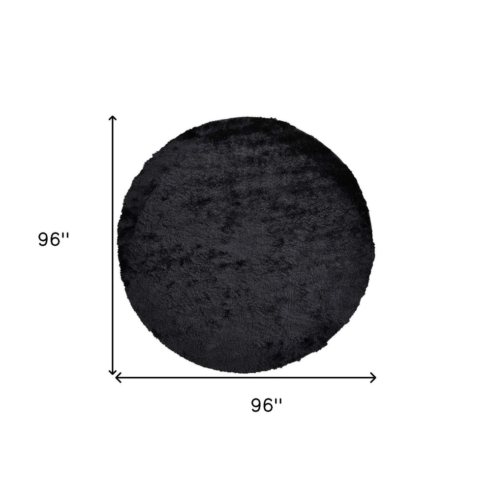 8' Black Round Shag Tufted Handmade Area Rug - Homeroots - Flyclothing LLC