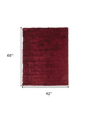 4' X 6' Red And Purple Shag Tufted Handmade Area Rug - Homeroots - Flyclothing LLC