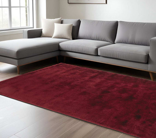 8' X 10' Red And Purple Shag Tufted Handmade Area Rug - Homeroots - Flyclothing LLC