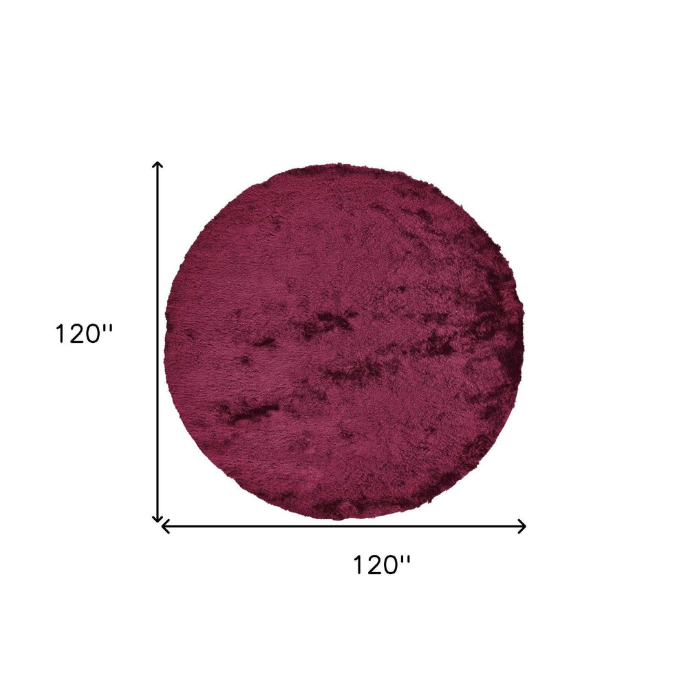 10' Red And Purple Round Shag Tufted Handmade Area Rug - Homeroots - Flyclothing LLC