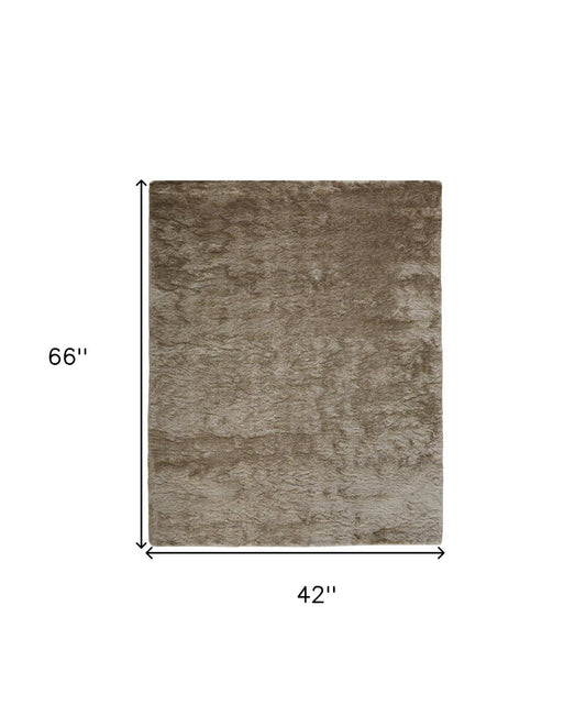 4' X 6' Tan And Taupe Shag Tufted Handmade Area Rug - Homeroots - Flyclothing LLC