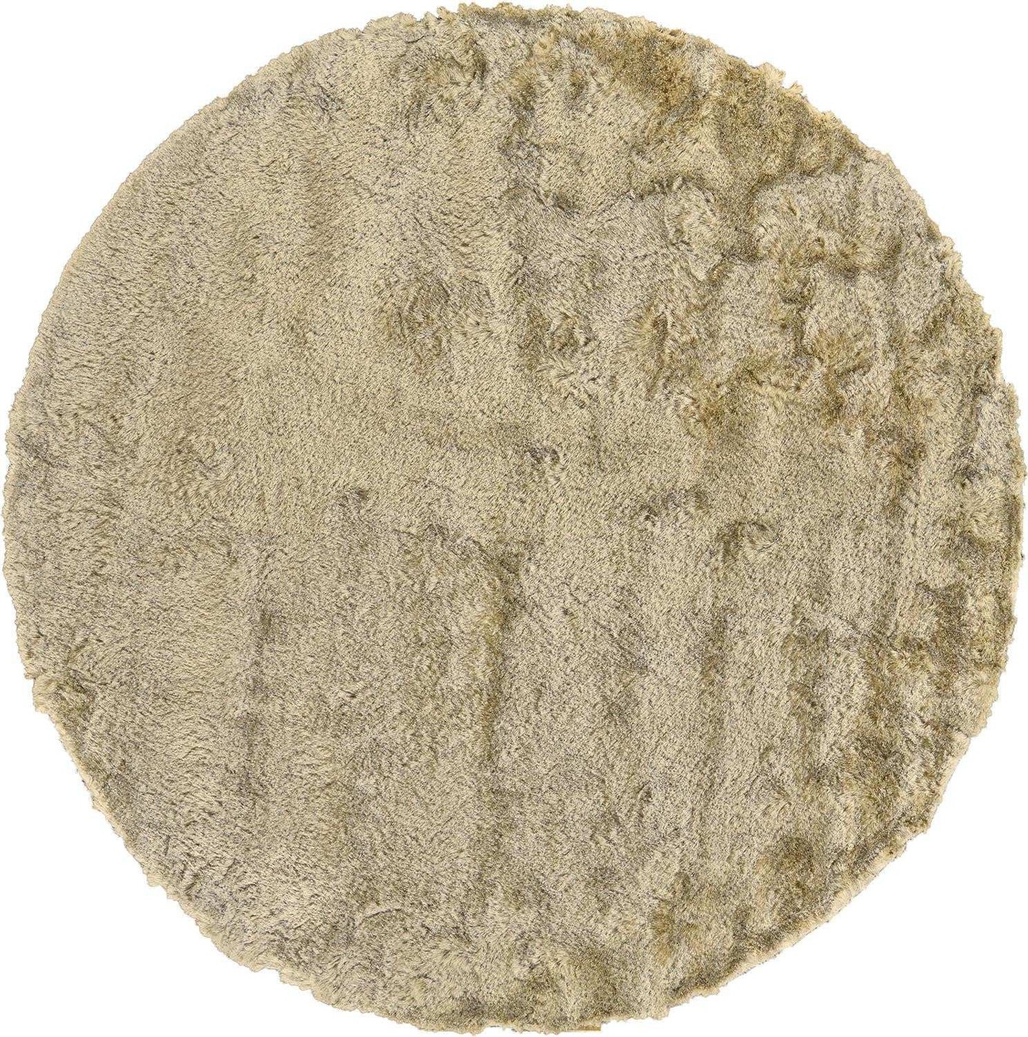 10' Tan And Taupe Round Shag Tufted Handmade Area Rug - Homeroots - Flyclothing LLC
