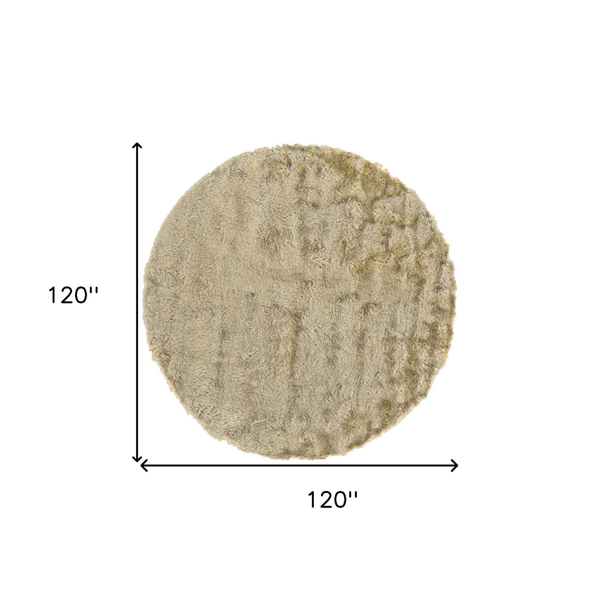 10' Tan And Taupe Round Shag Tufted Handmade Area Rug - Homeroots - Flyclothing LLC