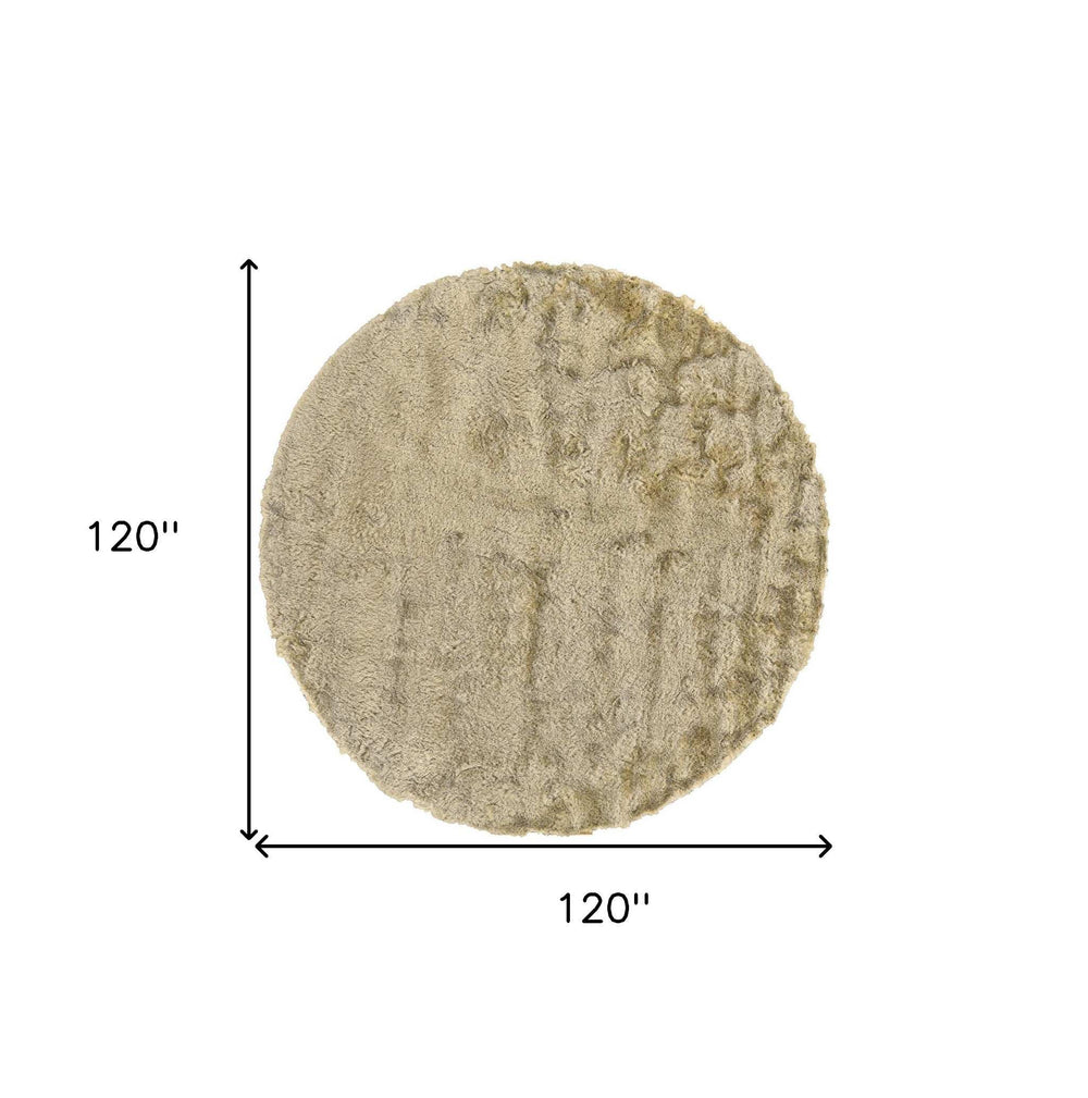 10' Tan And Taupe Round Shag Tufted Handmade Area Rug - Homeroots - Flyclothing LLC