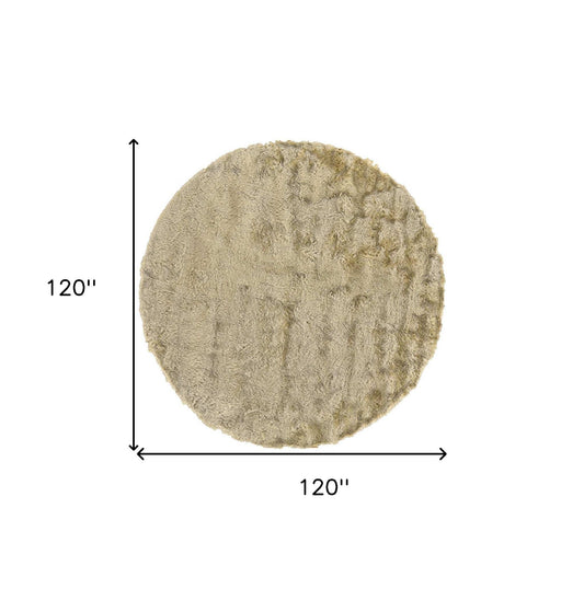 10' Tan And Taupe Round Shag Tufted Handmade Area Rug - Homeroots - Flyclothing LLC
