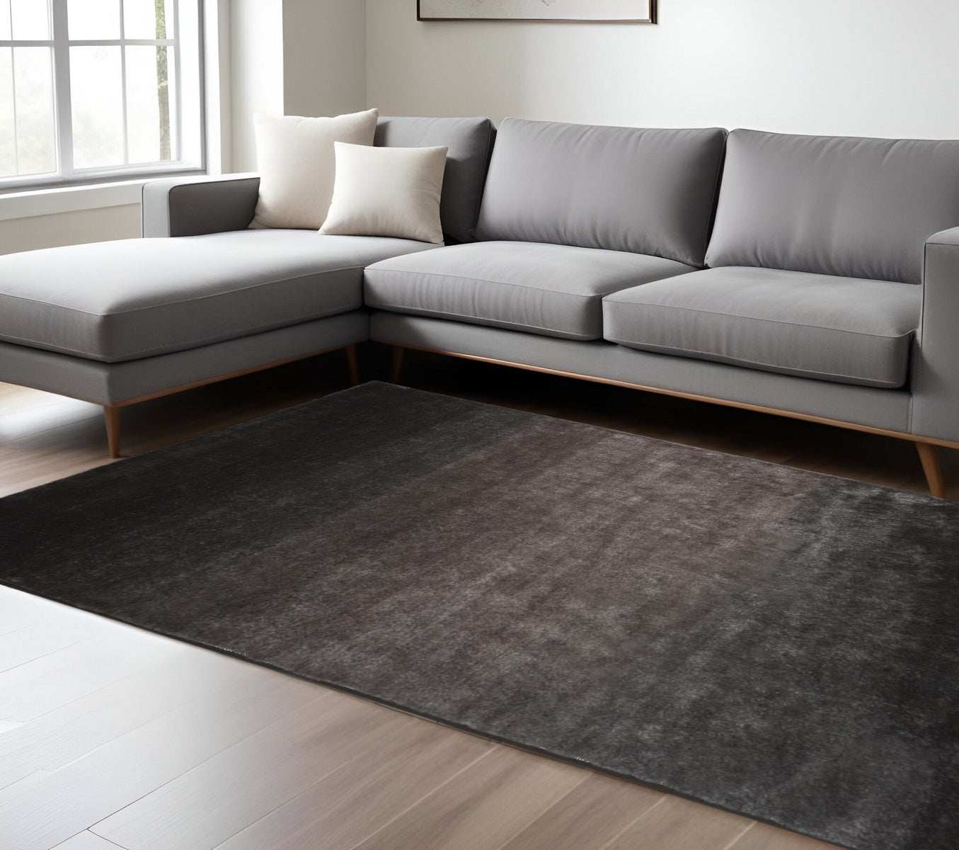 8' X 10' Gray And Black Shag Tufted Handmade Area Rug - Homeroots - Flyclothing LLC