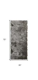 6' Charcoal Shag Hand Tufted Runner Rug - Homeroots - Flyclothing LLC