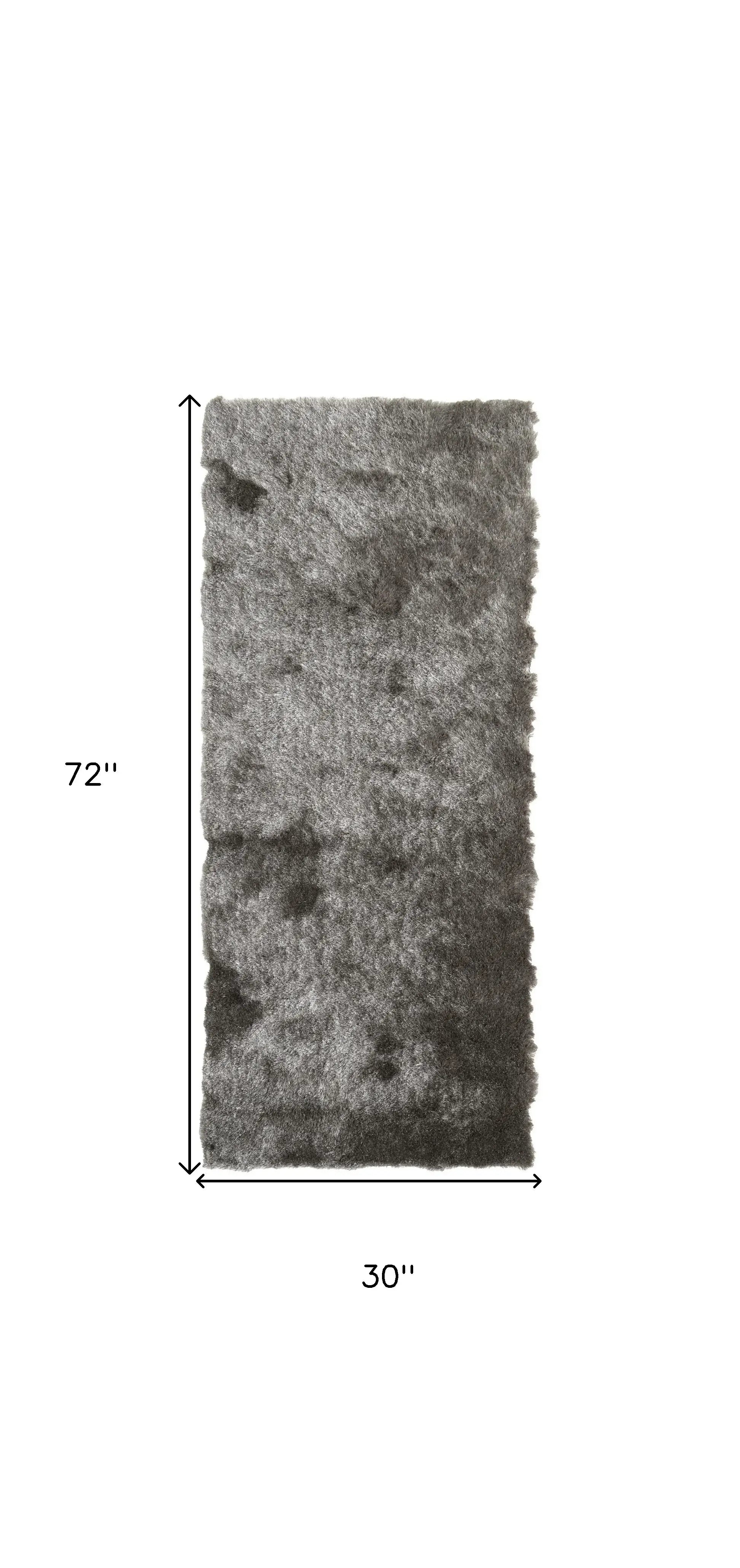 6' Charcoal Shag Hand Tufted Runner Rug - Homeroots - Flyclothing LLC