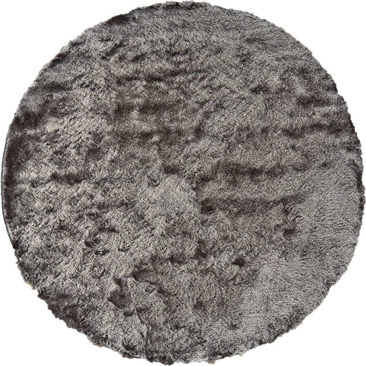10' Gray And Black Round Shag Tufted Handmade Area Rug - Homeroots - Flyclothing LLC