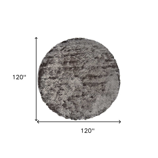 10' Gray And Black Round Shag Tufted Handmade Area Rug - Homeroots - Flyclothing LLC