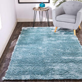 4' X 6' Blue And Silver Shag Tufted Handmade Area Rug - Homeroots - Flyclothing LLC