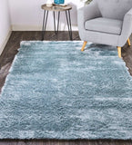 4' X 6' Blue And Silver Shag Tufted Handmade Area Rug - Homeroots - Flyclothing LLC
