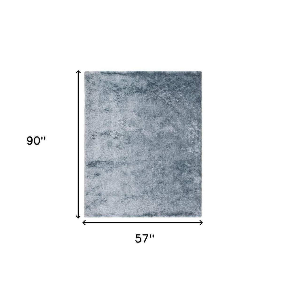 5' X 8' Blue And Silver Shag Tufted Handmade Area Rug - Homeroots - Flyclothing LLC