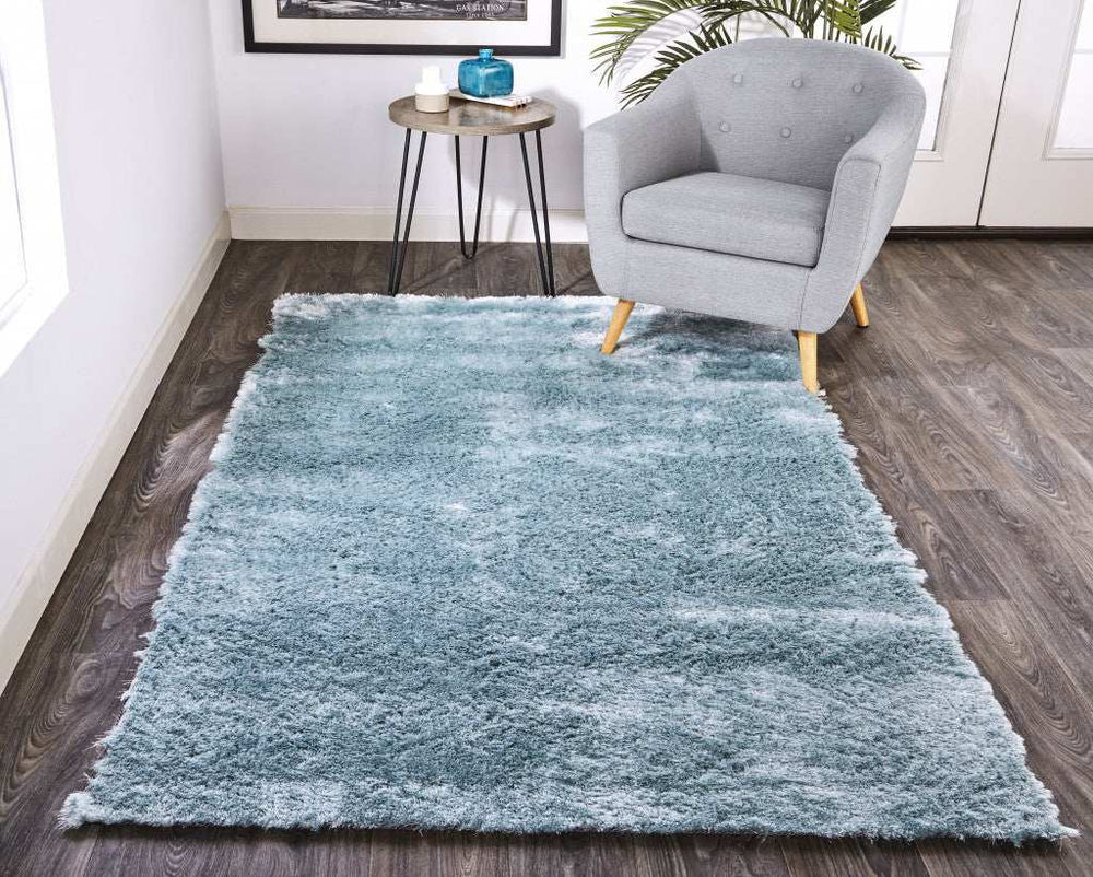 8' X 10' Blue And Silver Shag Tufted Handmade Area Rug - Homeroots - Flyclothing LLC