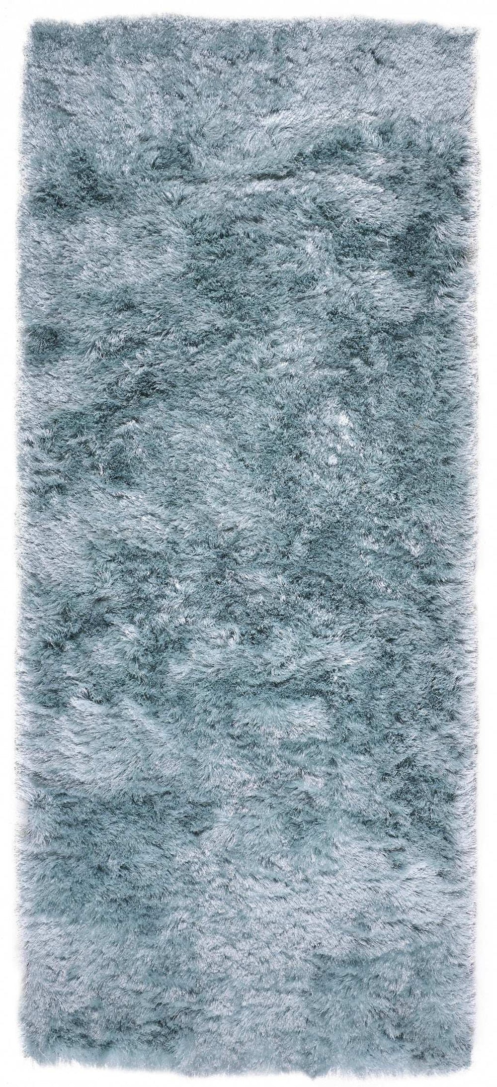 6' Blue And Silver Shag Tufted Handmade Runner Rug - Homeroots - Flyclothing LLC