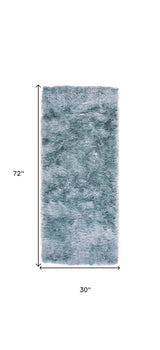 6' Blue And Silver Shag Tufted Handmade Runner Rug - Homeroots - Flyclothing LLC