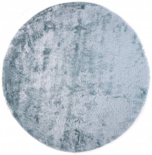 8' Blue And Silver Round Shag Tufted Handmade Area Rug - Homeroots - Flyclothing LLC
