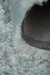 8' Blue And Silver Round Shag Tufted Handmade Area Rug - Homeroots - Flyclothing LLC