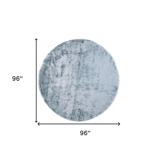 8' Blue And Silver Round Shag Tufted Handmade Area Rug - Homeroots - Flyclothing LLC