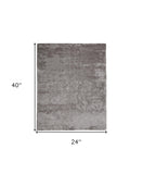2' X 3' Gray And Silver Shag Tufted Handmade Area Rug
