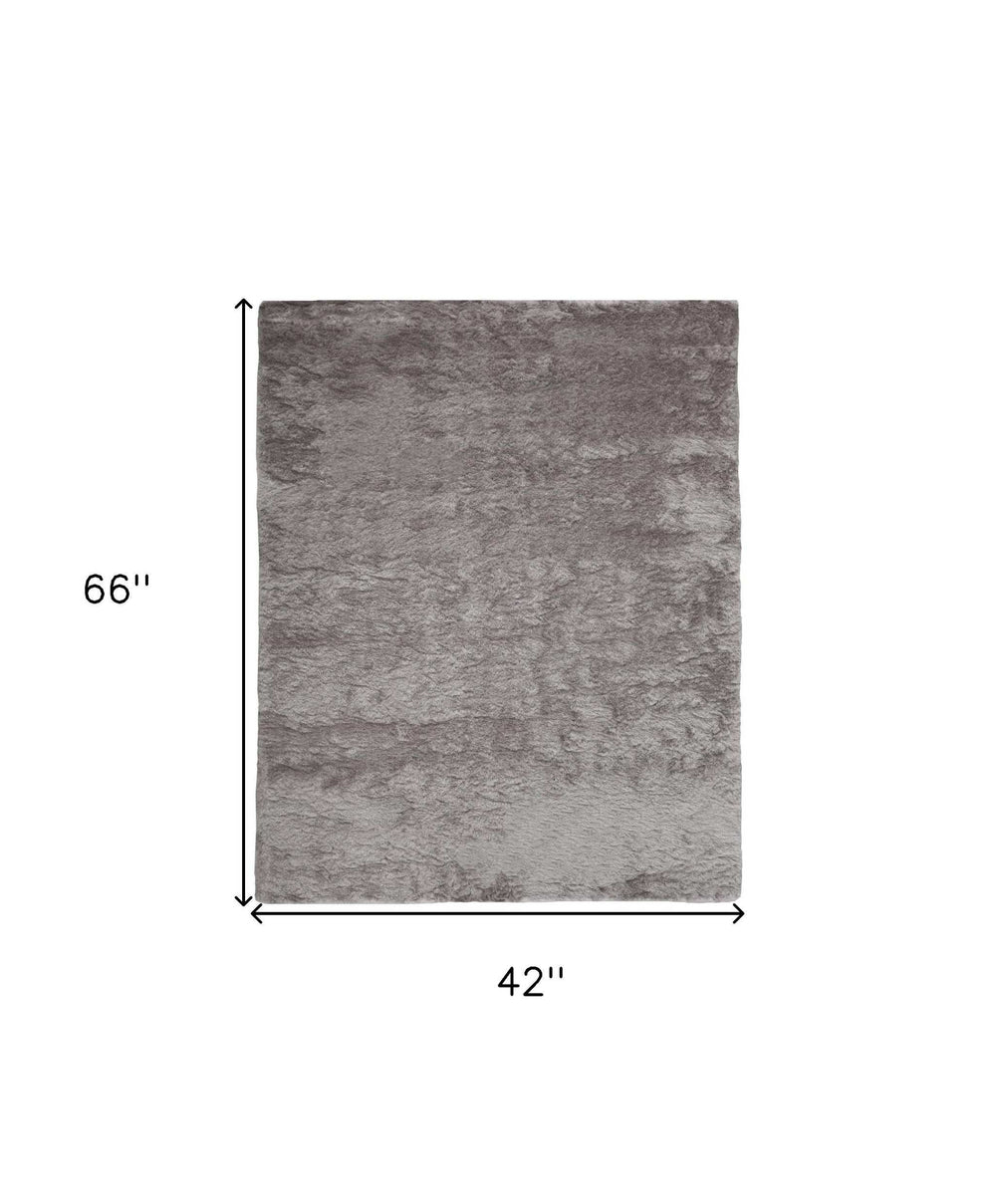 4' X 6' Gray And Silver Shag Tufted Handmade Area Rug - Homeroots - Flyclothing LLC