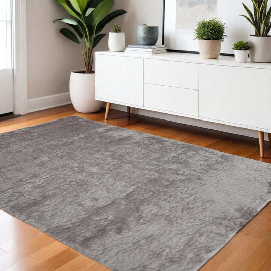 4' X 6' Gray And Silver Shag Tufted Handmade Area Rug - Homeroots - Flyclothing LLC