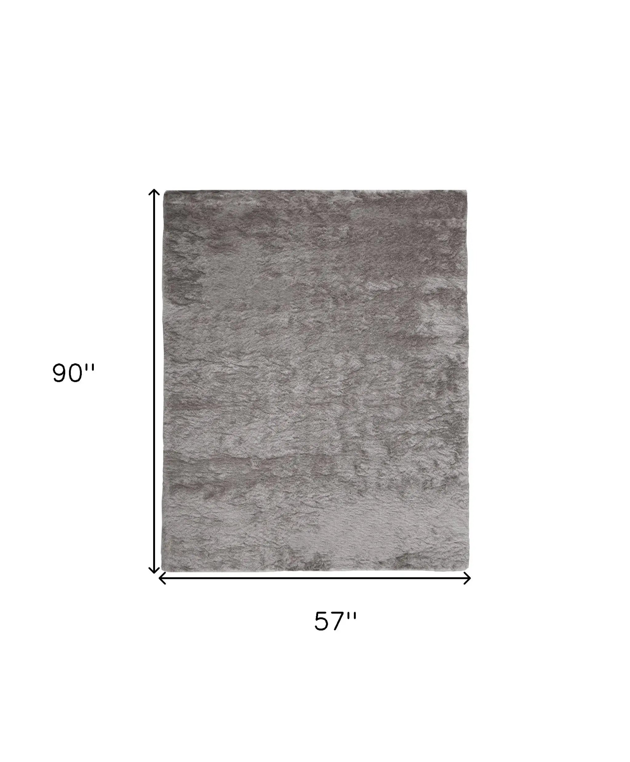 5' X 8' Gray And Silver Shag Handmade Area Rug - Homeroots - Flyclothing LLC