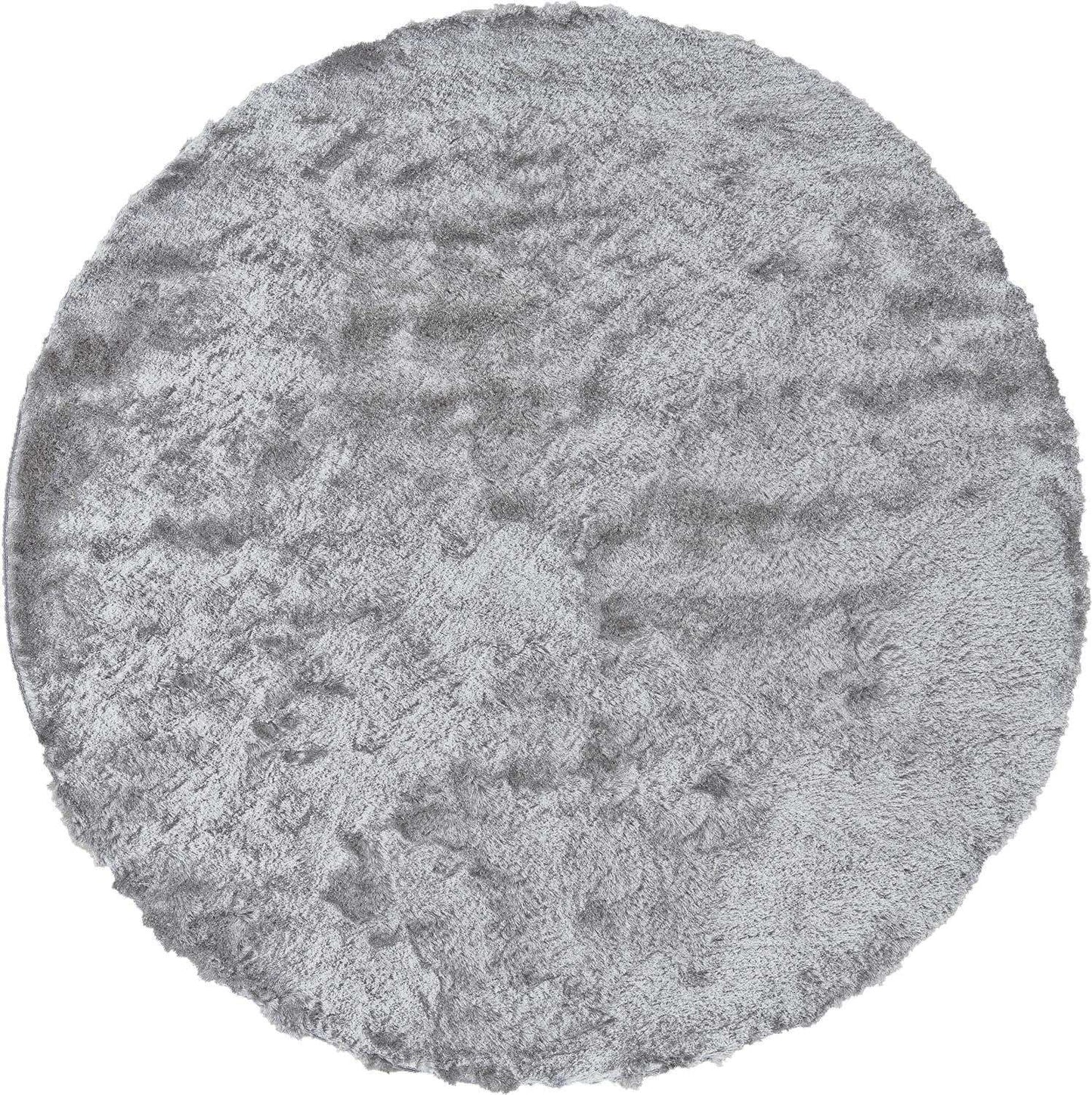 8' Gray And Silver Round Shag Tufted Handmade Area Rug - Homeroots - Flyclothing LLC