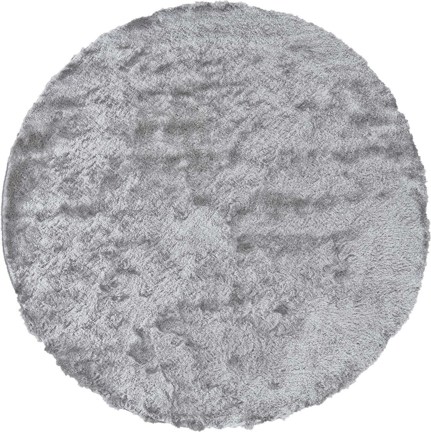 8' Gray And Silver Round Shag Tufted Handmade Area Rug - Homeroots - Flyclothing LLC